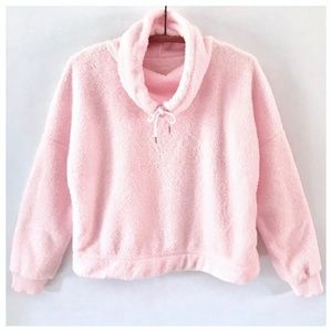 LOVE by GAP Pink Fluffy Fleece Cowl Neck Oversized Pullover